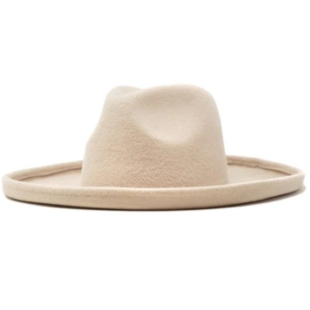 Olive & Pique Owen Pencil Brim Wool Felt Rancher Hat in Cream/Beige